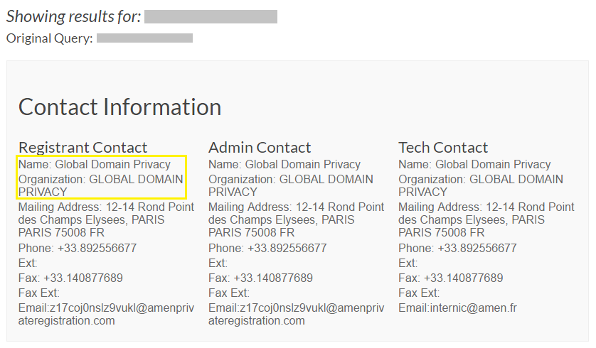 whois privé